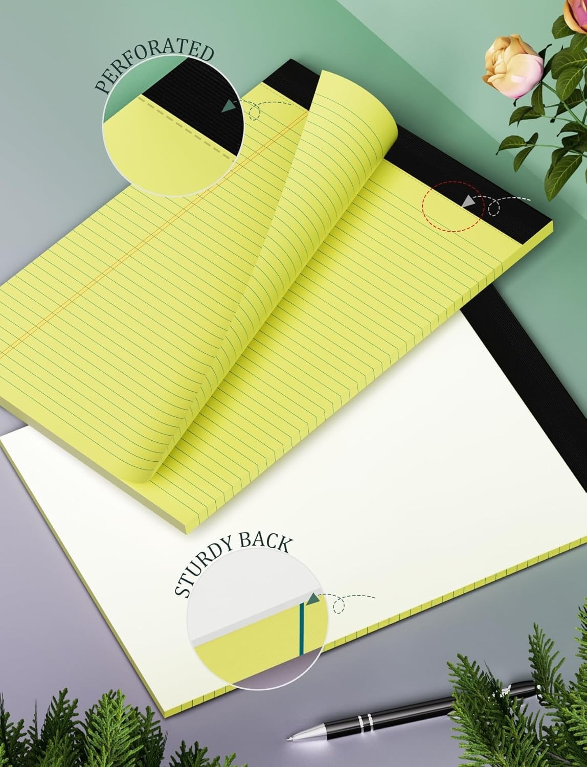6 Pack Yellow Legal Pads 8.5 x 11 College Ruled Lined Writing Note Pads 8.5 x 11