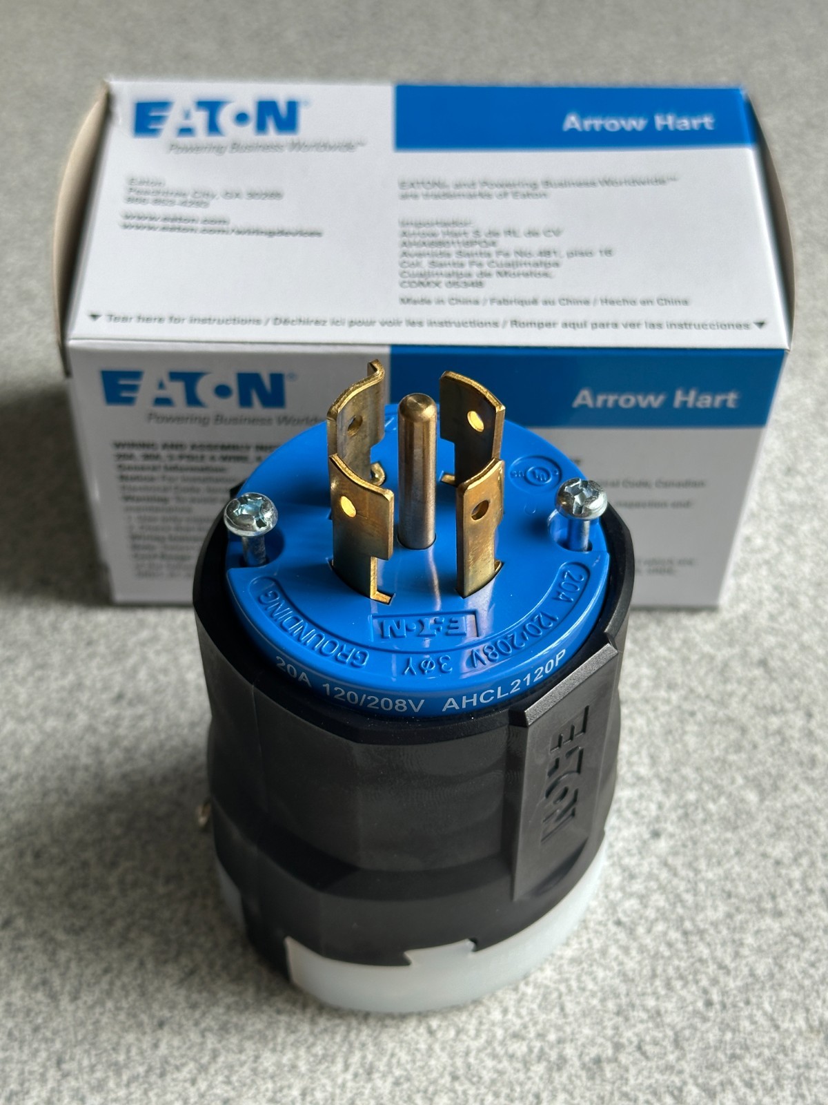 NEW Eaton AHCL2120P Blue Locking Plug NEMA L21-20P 20A 3Ph 120/208V 4 Pole 5Wire