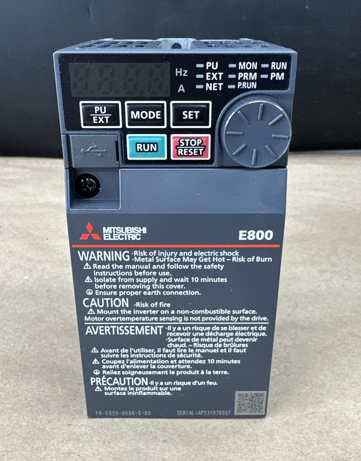 MITSUBISHI FR-E820-0030-5-60 3~Ph Inverter VSD/VFD 0.4kW/0.5HP – NEW SURPLUS