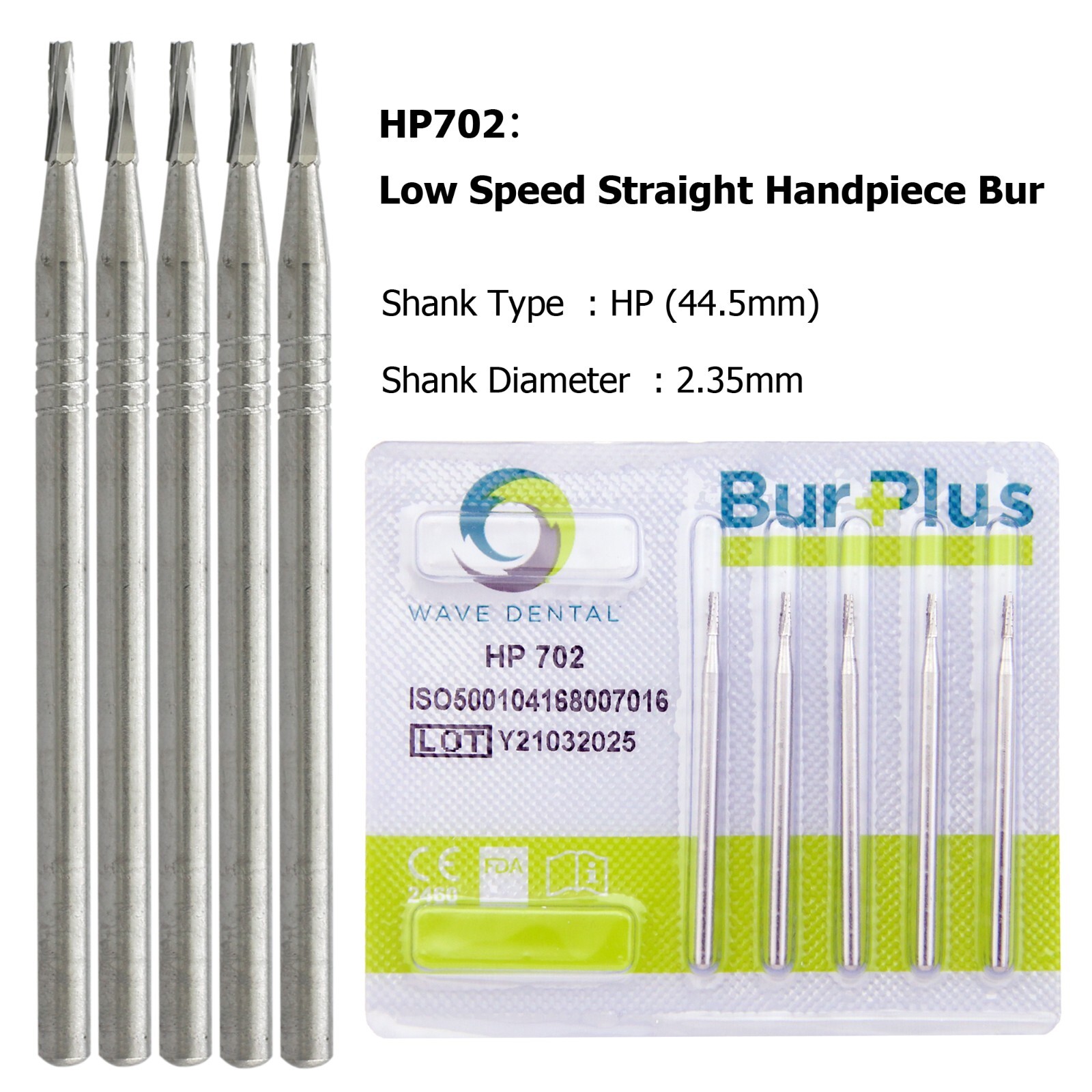 WAVE Dental Latch Carbide Burs Round RA Slow Speed Straight Handpiece Bur 44.5mm