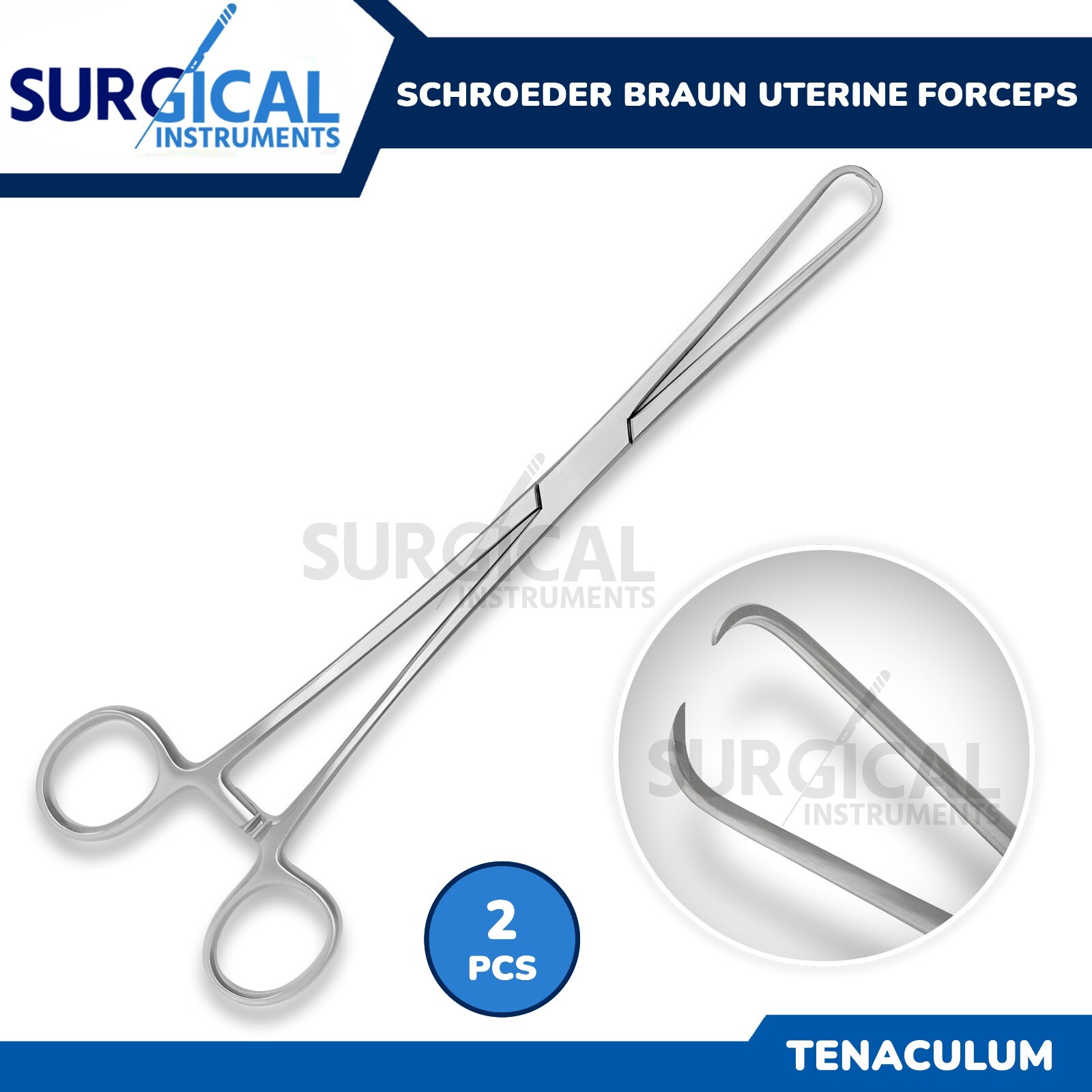 2 Schroeder Braun Tenaculum Uterine Forceps OB/GYN Instruments – 9.5″ German Gr