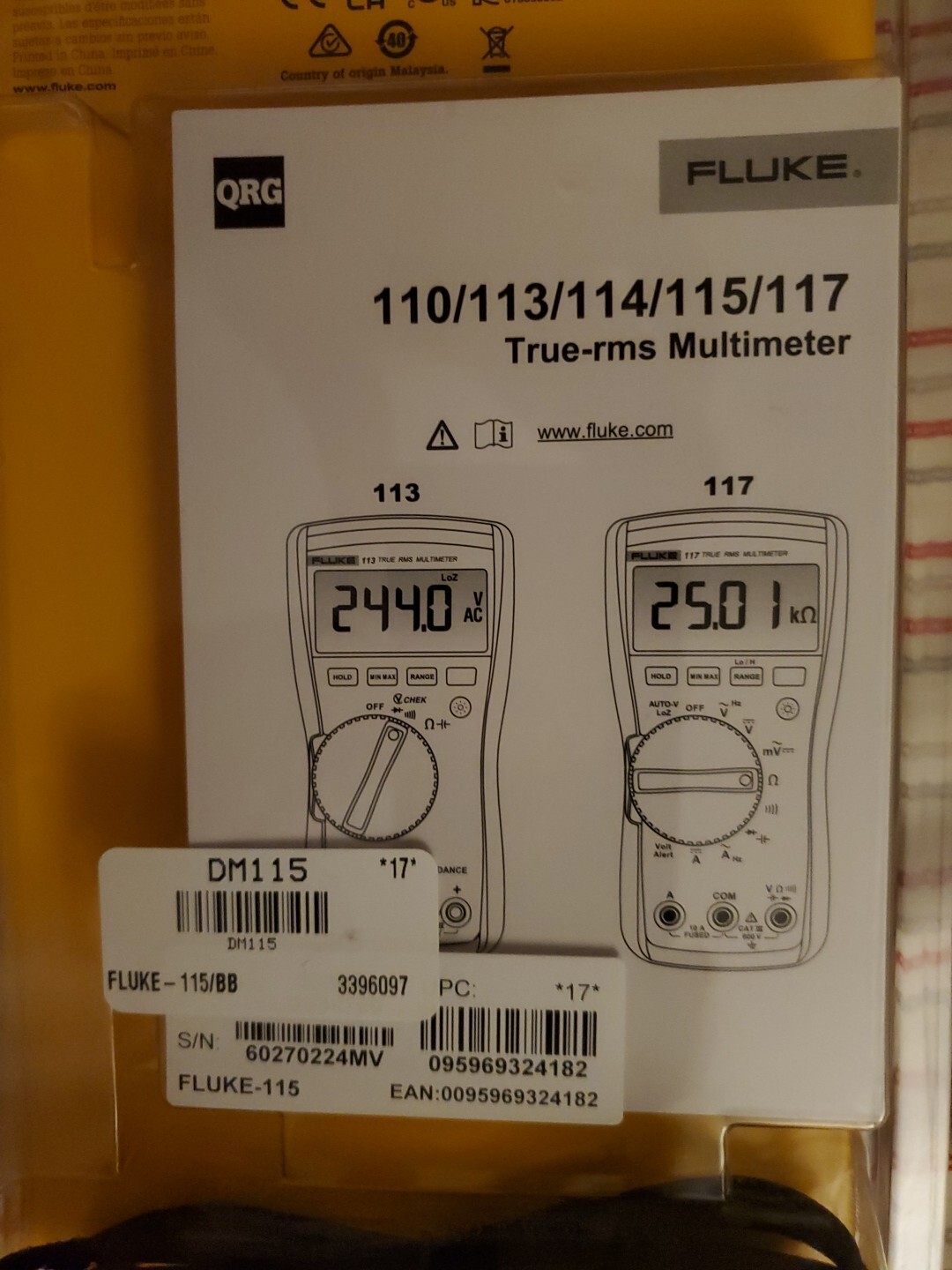 Fluke 115 Compact True-RMS Field Technicians Digital Multimeter