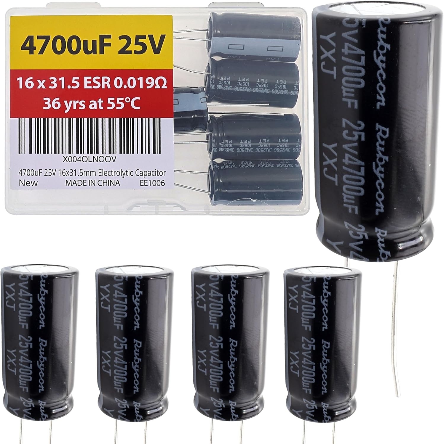 Rubycon 4700uF 25V 16×31.5mm Low ESR 0.019 Electrolytic Capacitor 36 Years Life