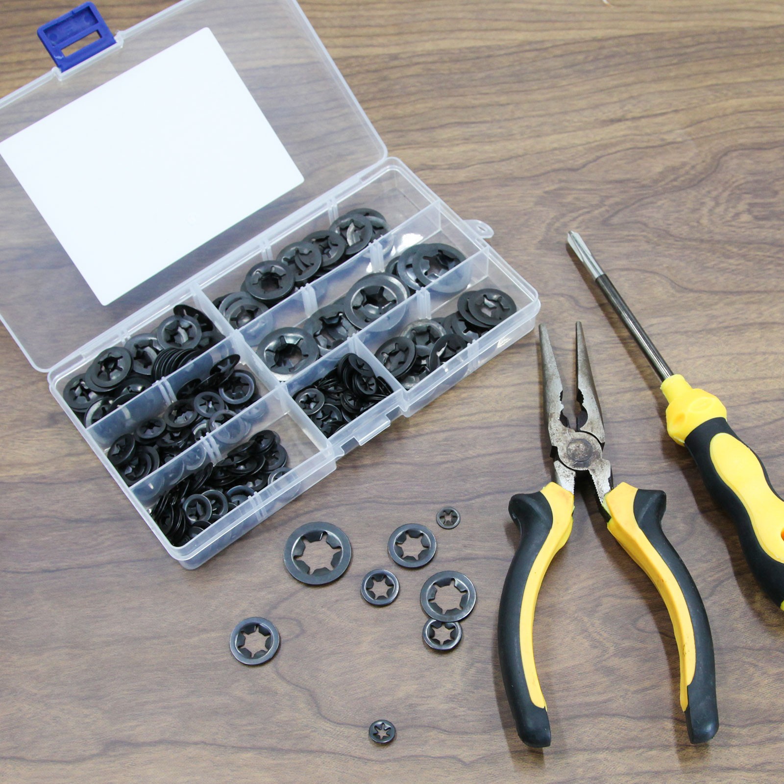 340pcs Assortment Internal Tooth Star Lock Spring Quick Washer Push On Speed Nut