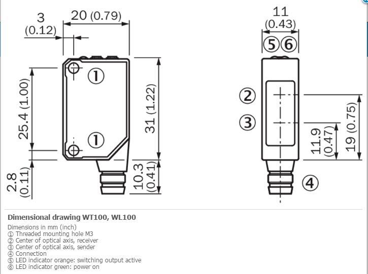 SICK WT100-N1412 Photoelectric proximity sensor ,NPN New✦Kd