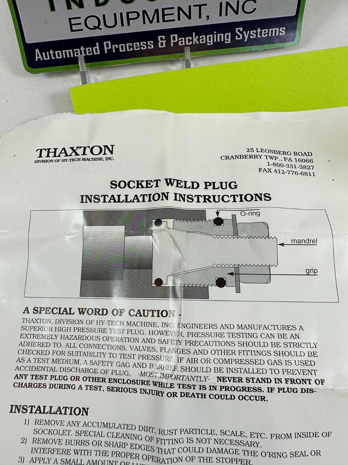 Thaxton Hy-Tech Machine 2″ Pipe Socket Weld Plug #2SWC NEW ship from USA