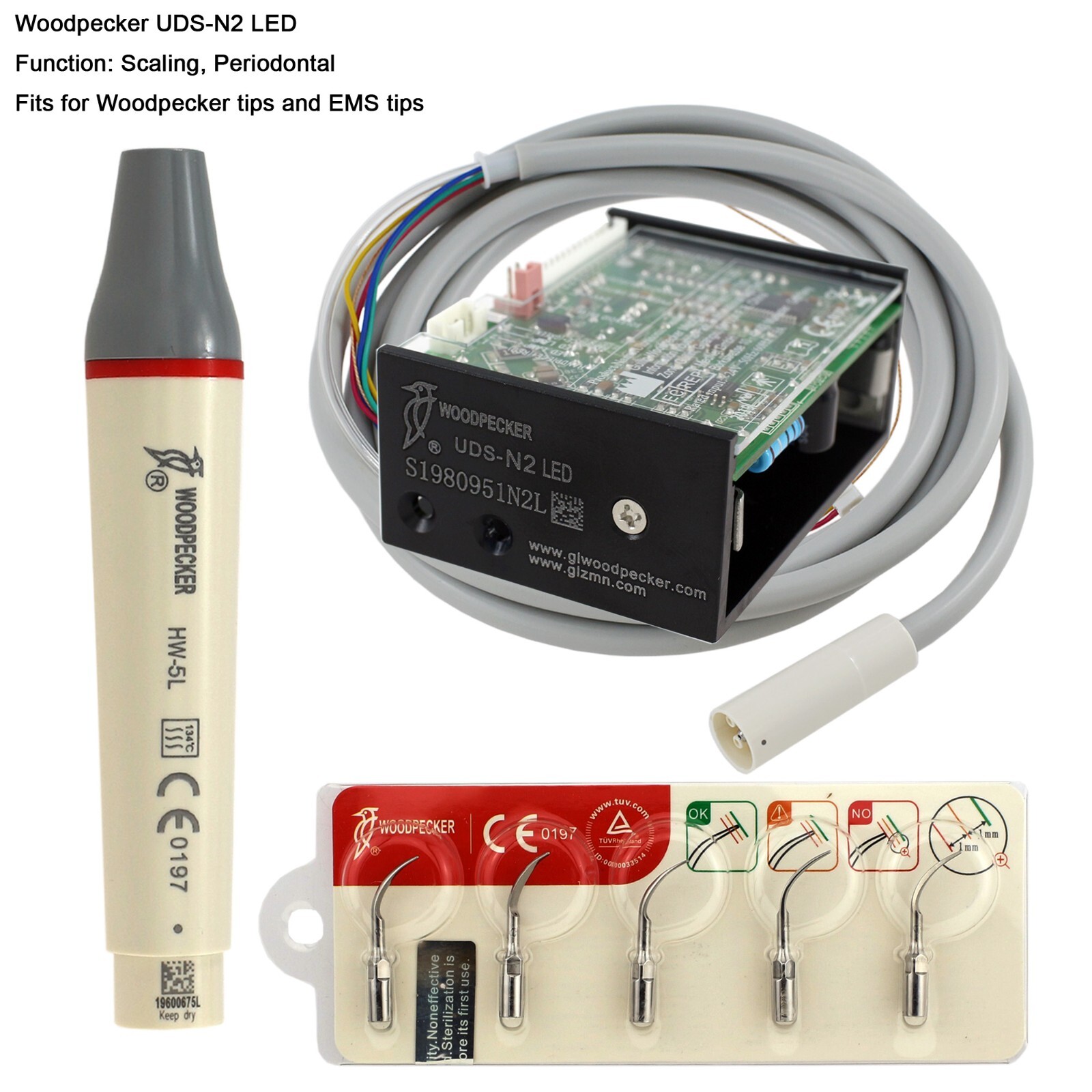 Woodpecker DTE Dental Ultrasonic Scaler Piezo Tips HW-5L HD-7L LED Handpiece PD1