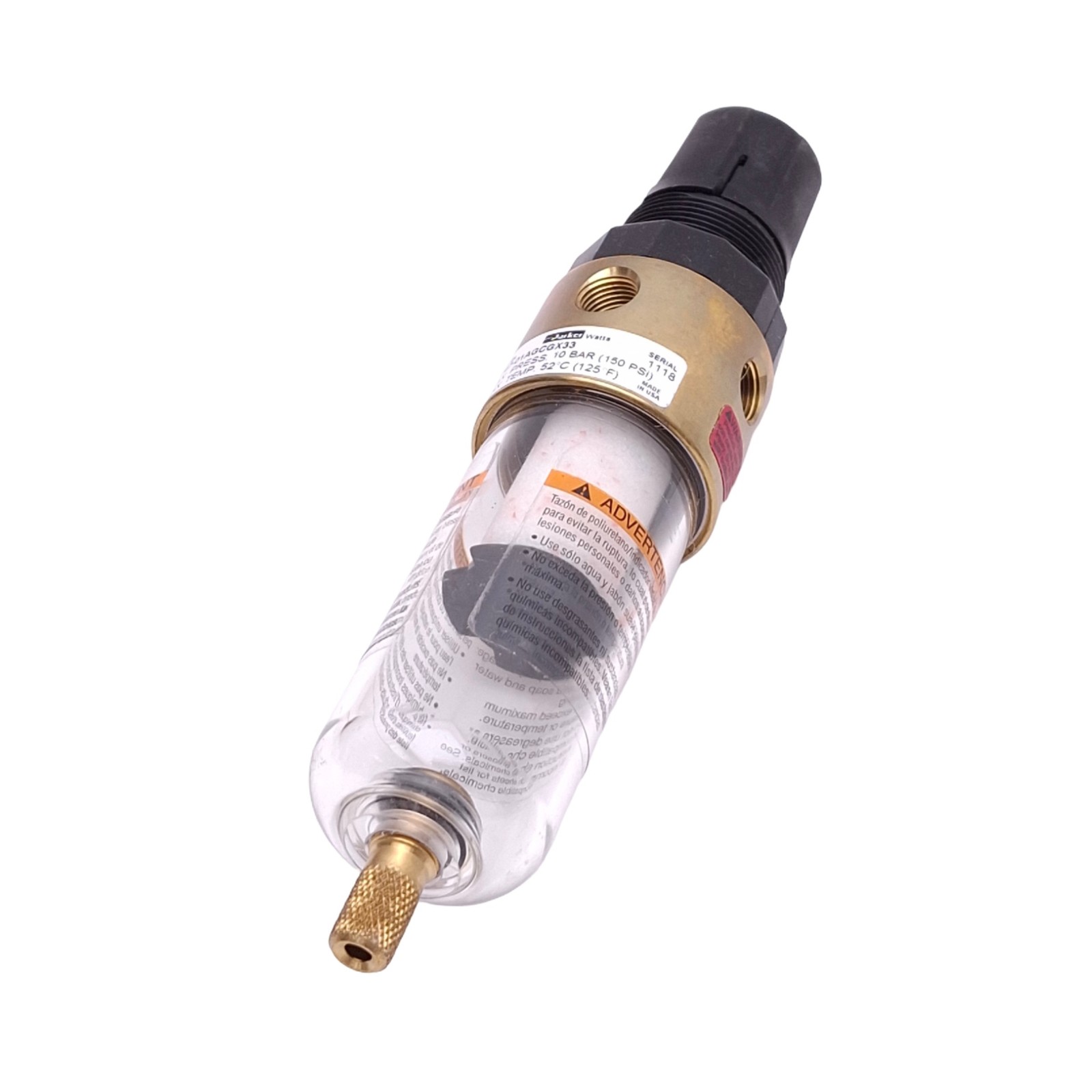 Parker B547-01AGCGX33 Filter Regulator, 0-125psi Set, 150psi Max, 1/8in NPT