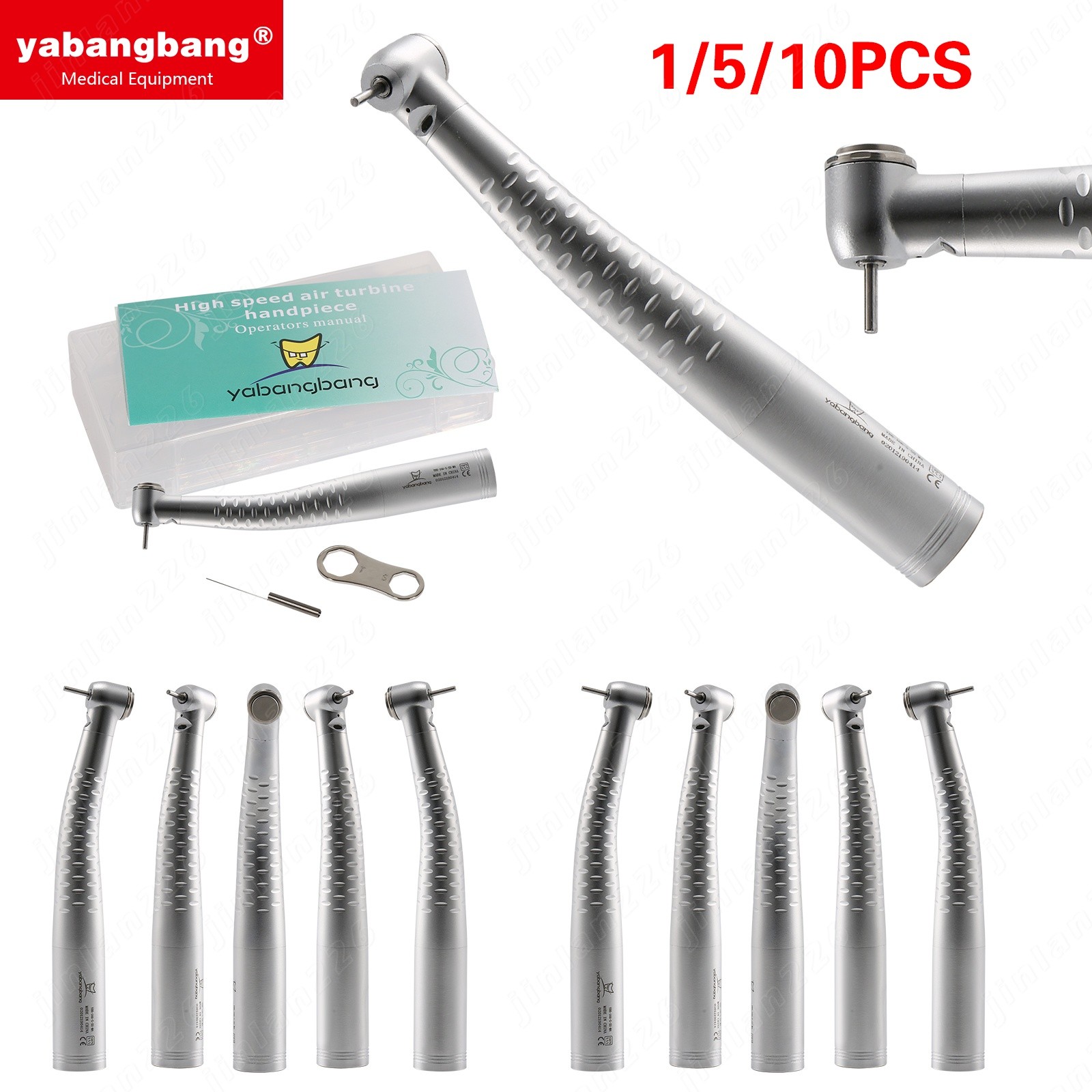 Dental High Speed Handpiece LED Fiber Optic Fit Kavo Coupler 6Holes Push Button