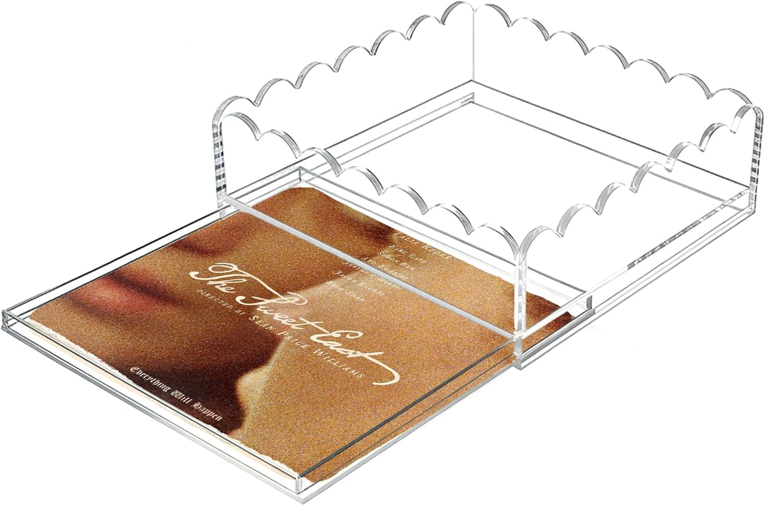 Acrylic Trays for Needlepoint 8″ X 8″, Scalloped Acrylic Tray with Drawer for I