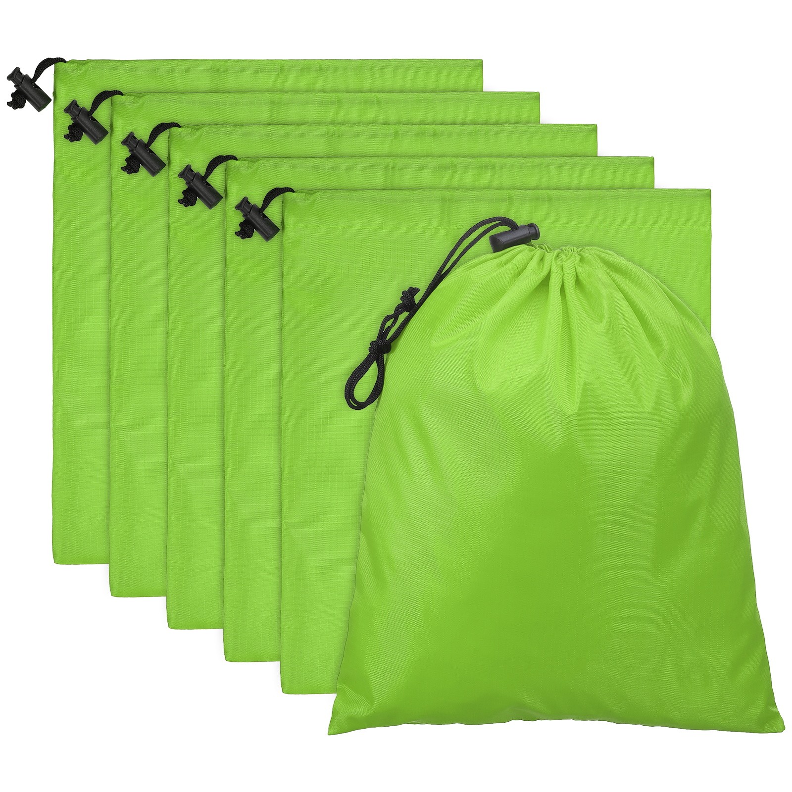 6pcs Drawstring Bag featuring Toggle 6 x 8 Inch Stuff Sack, Light Green