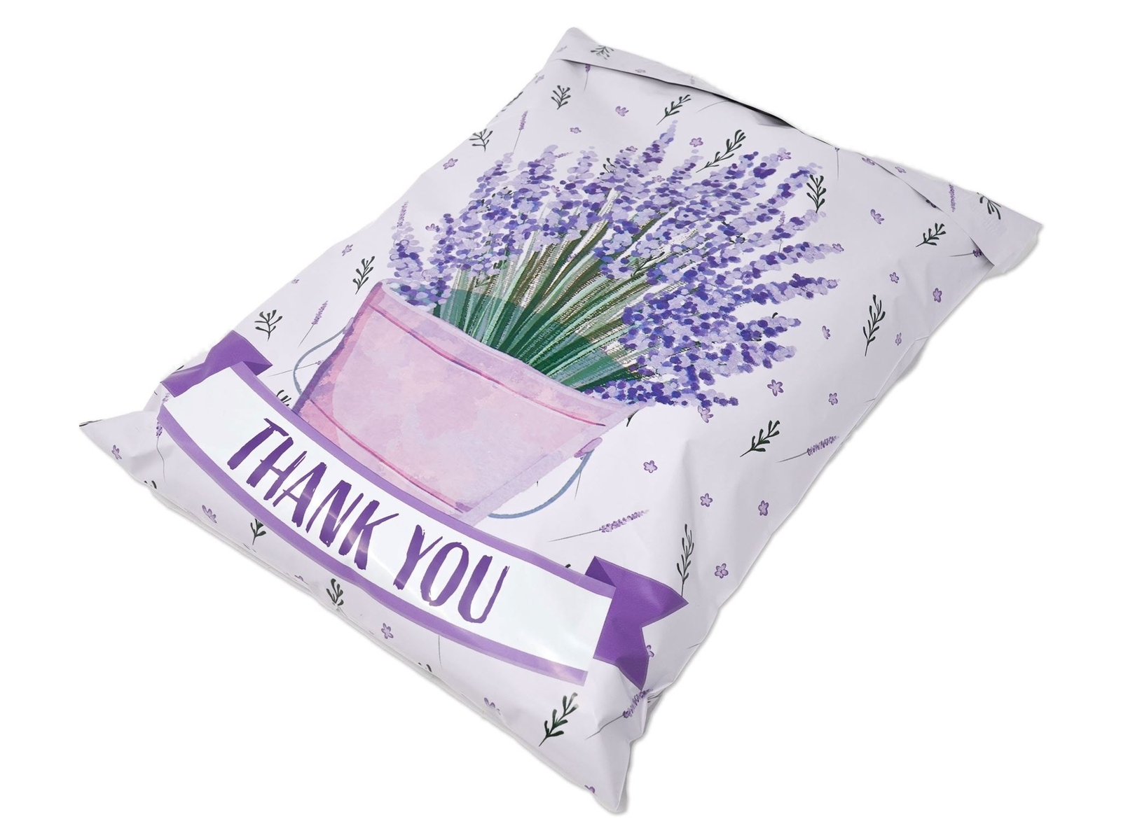 10×13 Lavender Plant Thank you Poly Mailers, Self Sealing Purple Spring Summer M