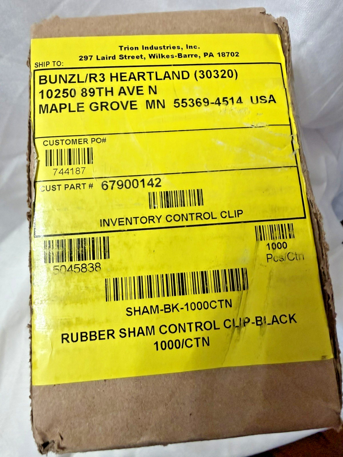 Trion Industries Inventory Control Rubber Clip Sham Box of 1000 pieces