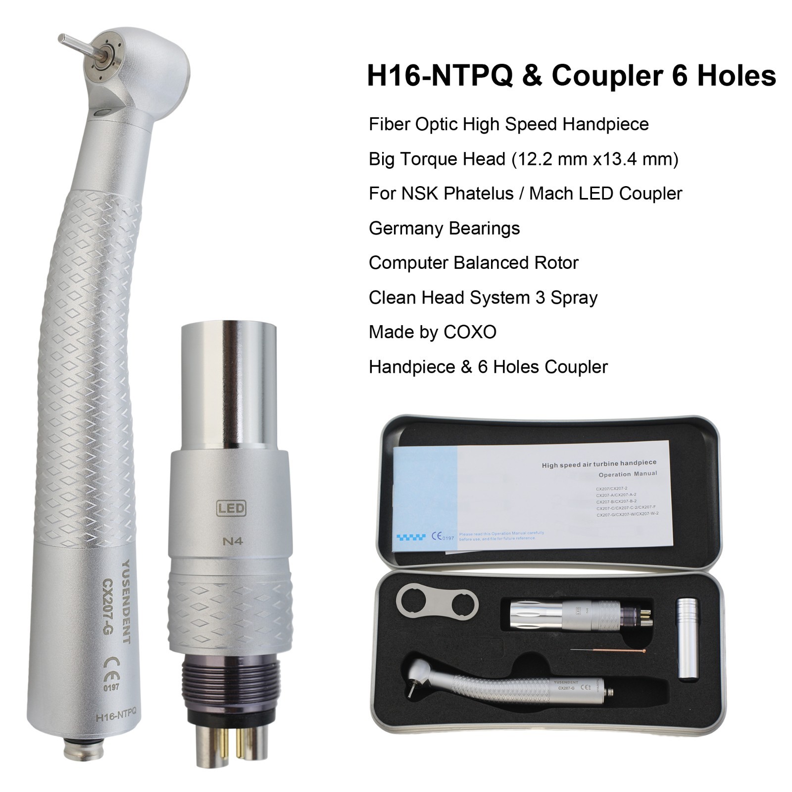 COXO Dental Handpiece High Speed Fiber Optic LED For KaVo MULTIflex NSK Coupler