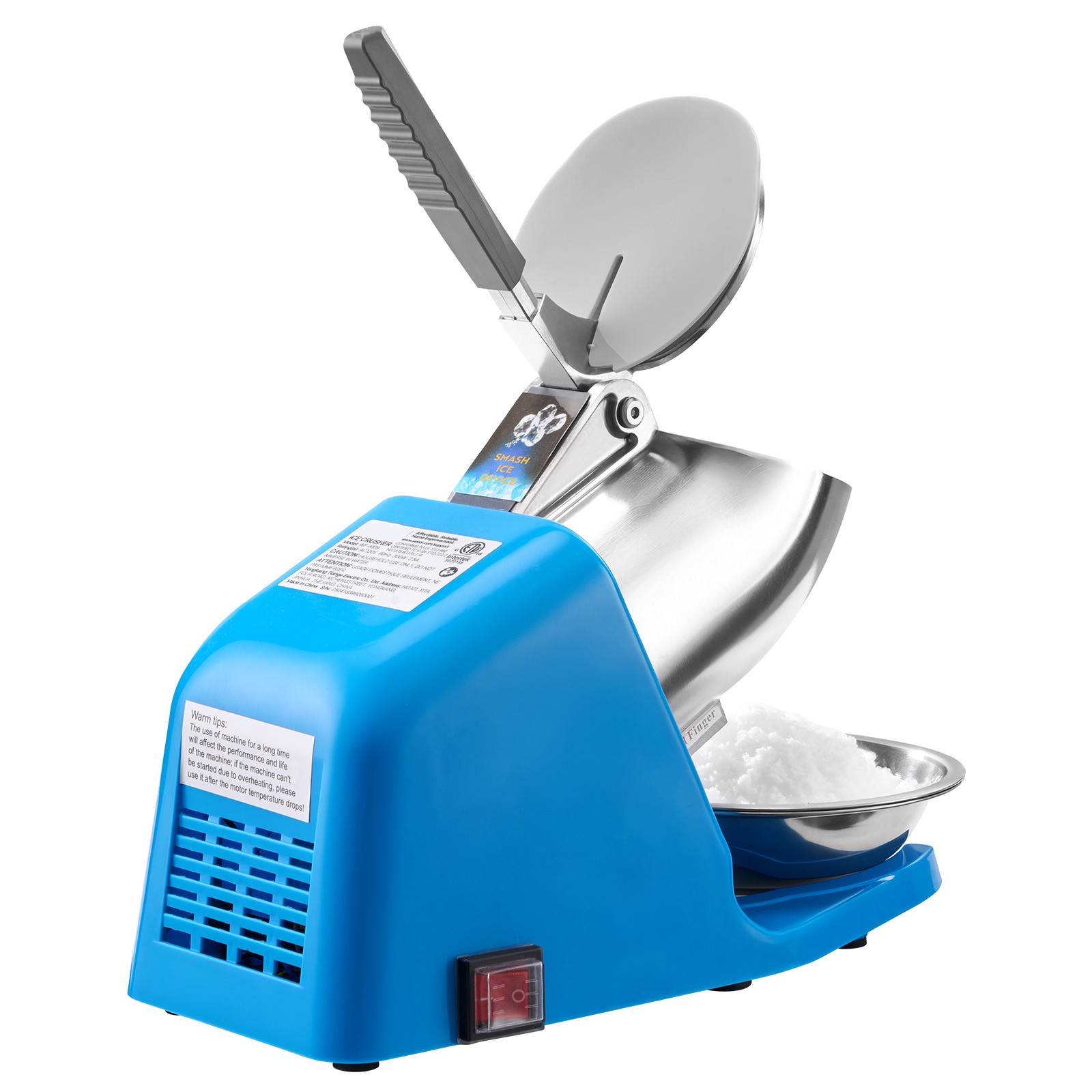 Uimoso Electric Ice Crusher 286LBS/H Shaved Ice Machine for Commercial Use, Blue