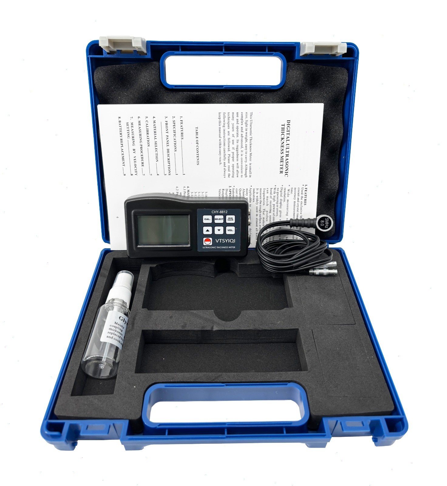 Portable Ultrasonic Thickness Tester with Range 0.05~8inch Resolution 0.1mm New