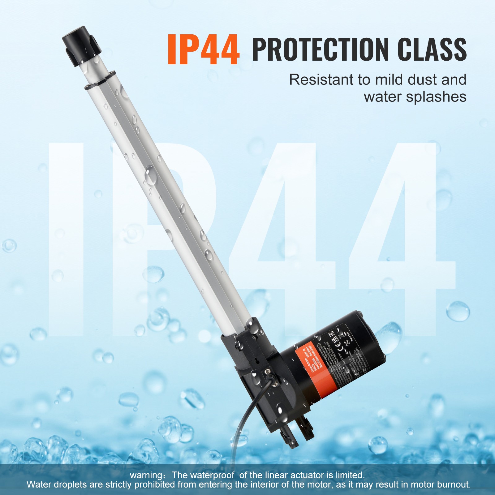 VEVOR Linear Actuator 12V 12In Heavy Duty 1320lbs/6000N 0.19″/s IP44 Protection