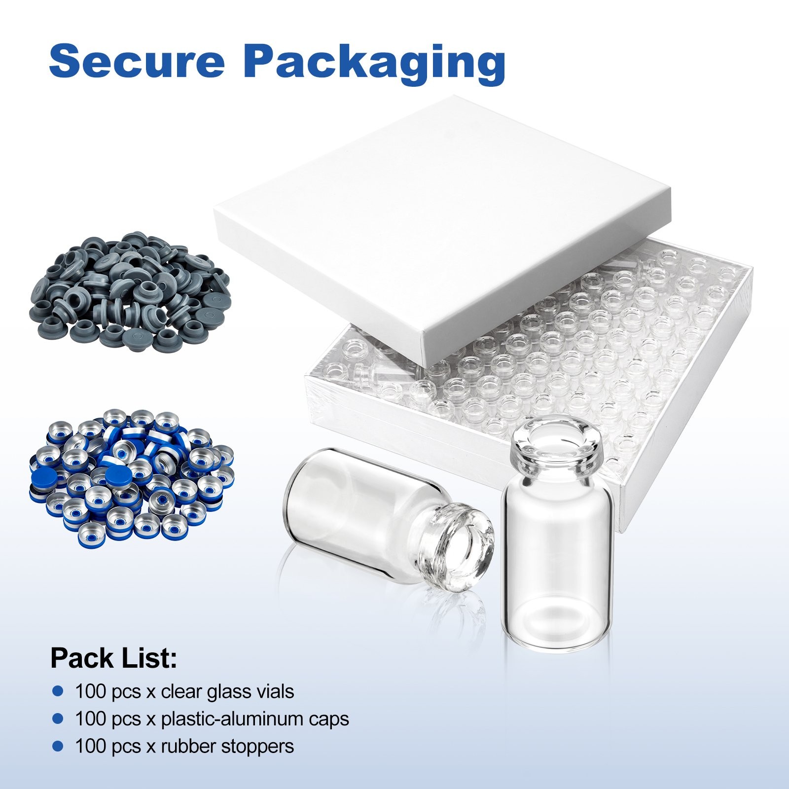 100PCS 3ml Glass Vials Headspace Vials Clear Lab Vials w/ Caps 13mm Crimp Top