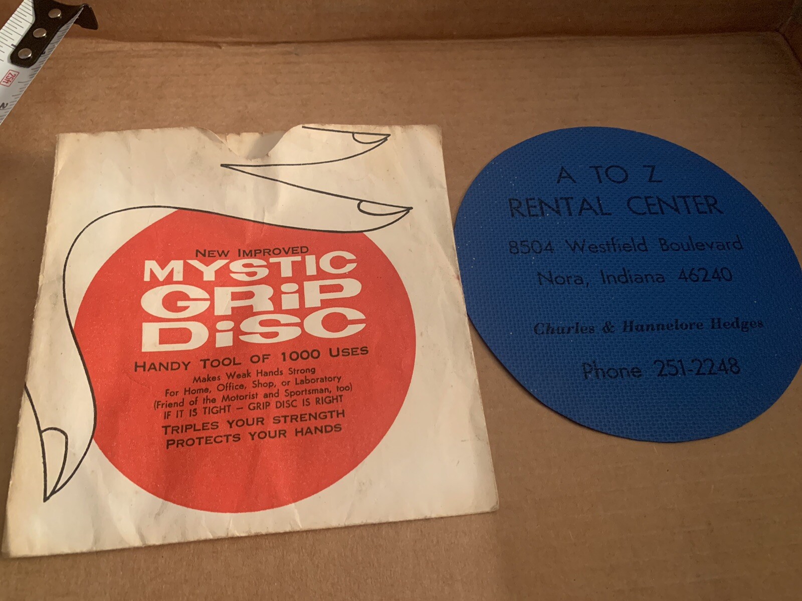 Vintage A to K RENTAL Rubber Mystic Grip Disc WESTFIELD BLVD NORA INDIANAPOLIS