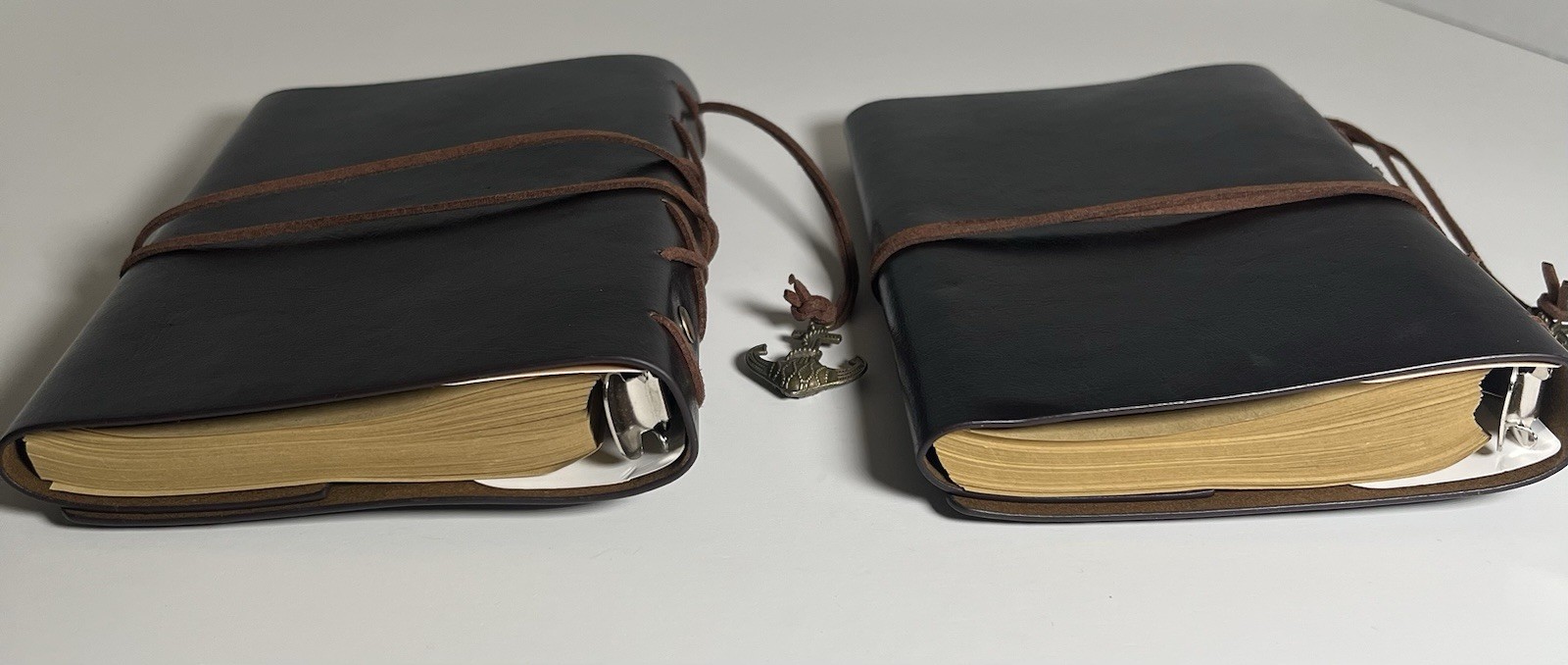 Vintage Leather Journal Notebook Lot Of 2 Nautical Compass Anchor BLANK – READ*