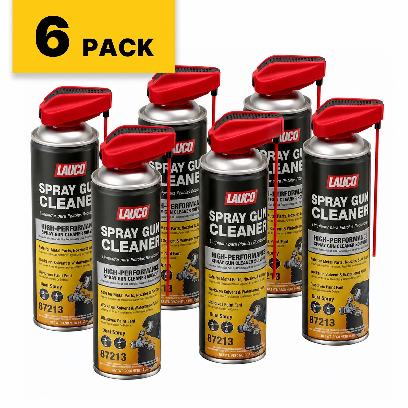 LAUCO Spray Gun Cleaner 14 oz, Pack of 6, High-Performance Paint Gun Cleaner