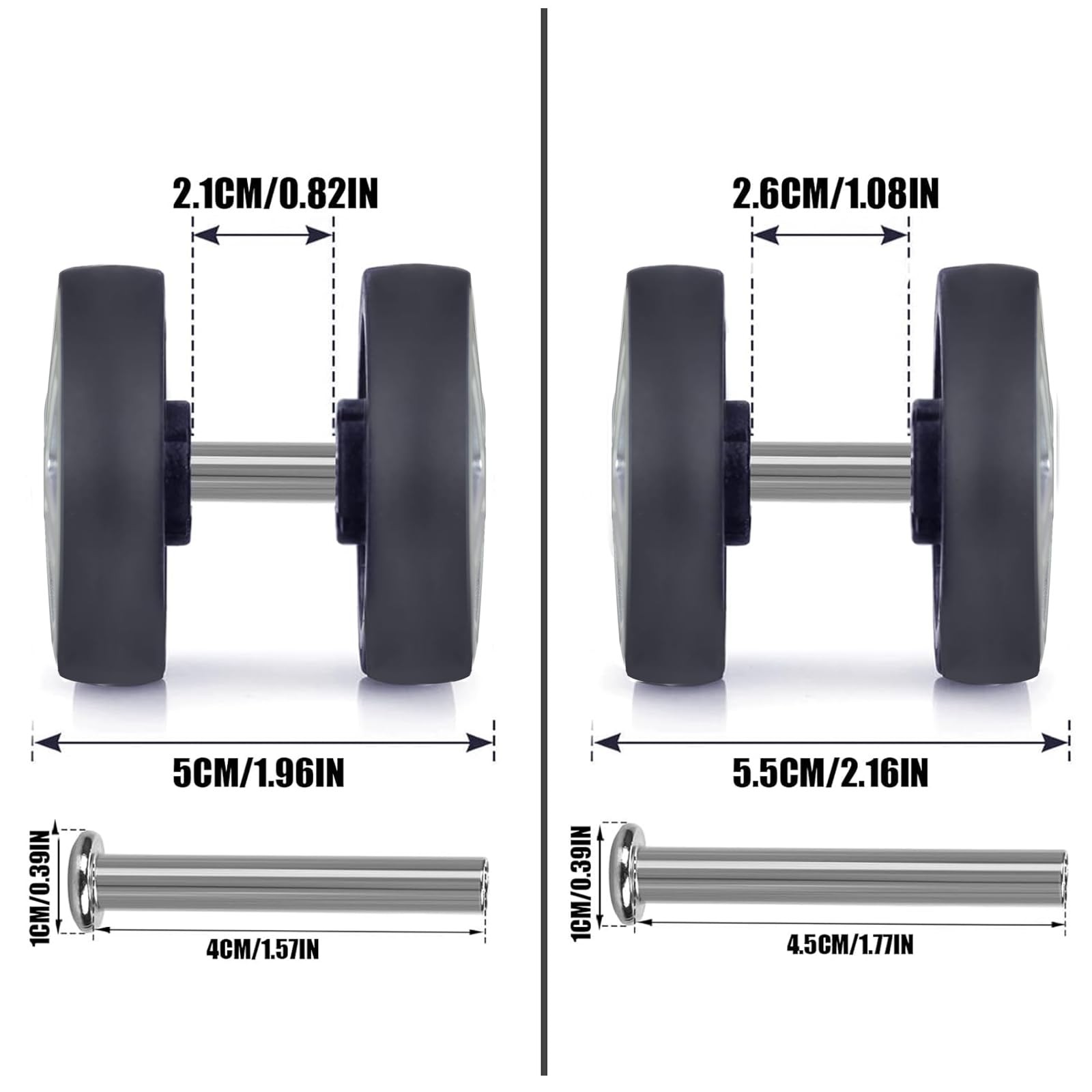 Luggage Suitcase Replacement Wheels 2 inches, Sliver-55mm-8pcs
