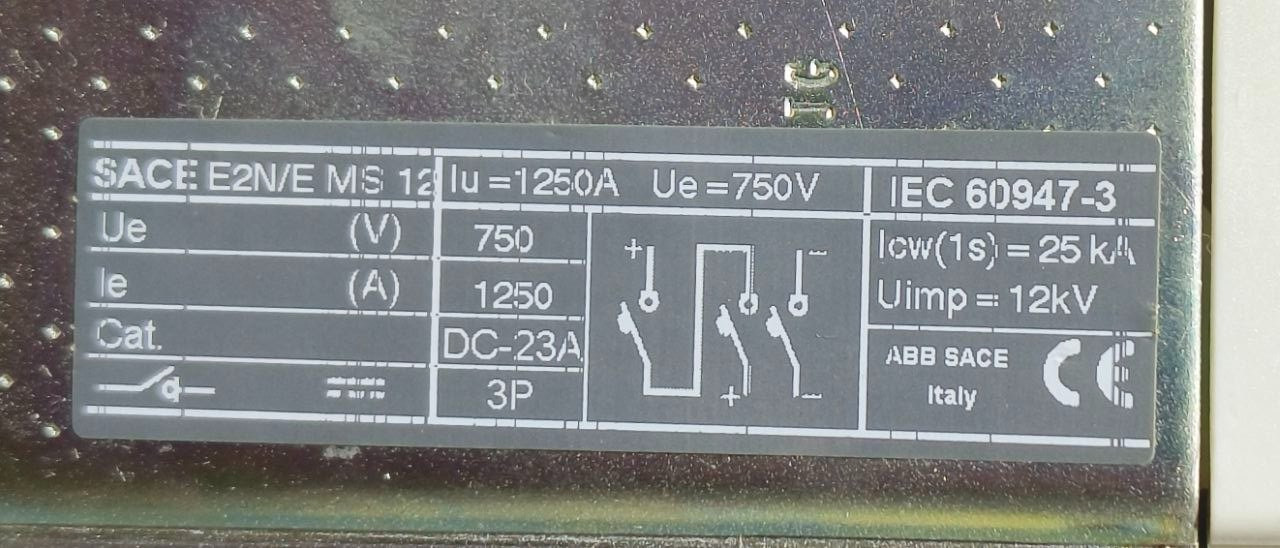NEW🆕 ABB SACE EMAX E2N/E MS 1250A DC 3P DISCONNECT SWITCH CIRCUIT BREAKER
