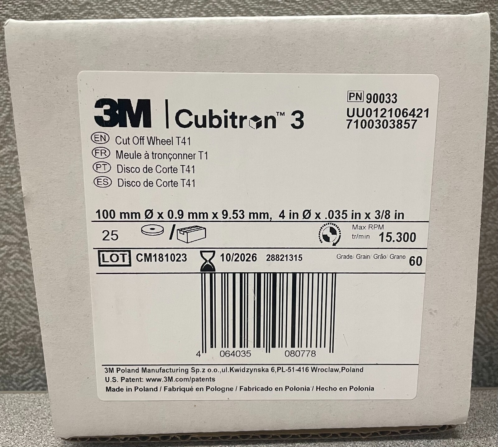 3M Cubitron II Cut Off Wheel 4″ x 0.35″ x 3/8″ 3M 66518 replacement for 3M 01994