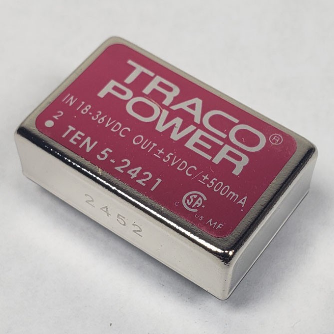 TRACO Power, TEN 5 Series DC/DC Converter TEN5-2421, 18-36 VDC to ±5 VDC, 500mA