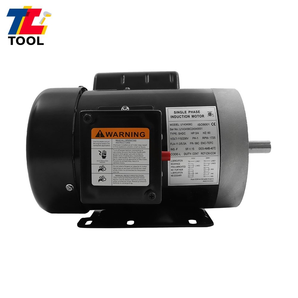 3/4 HP Electric Motor Single Phase 1725 rpm 5/8» shaft 115V/230V 56C Frame