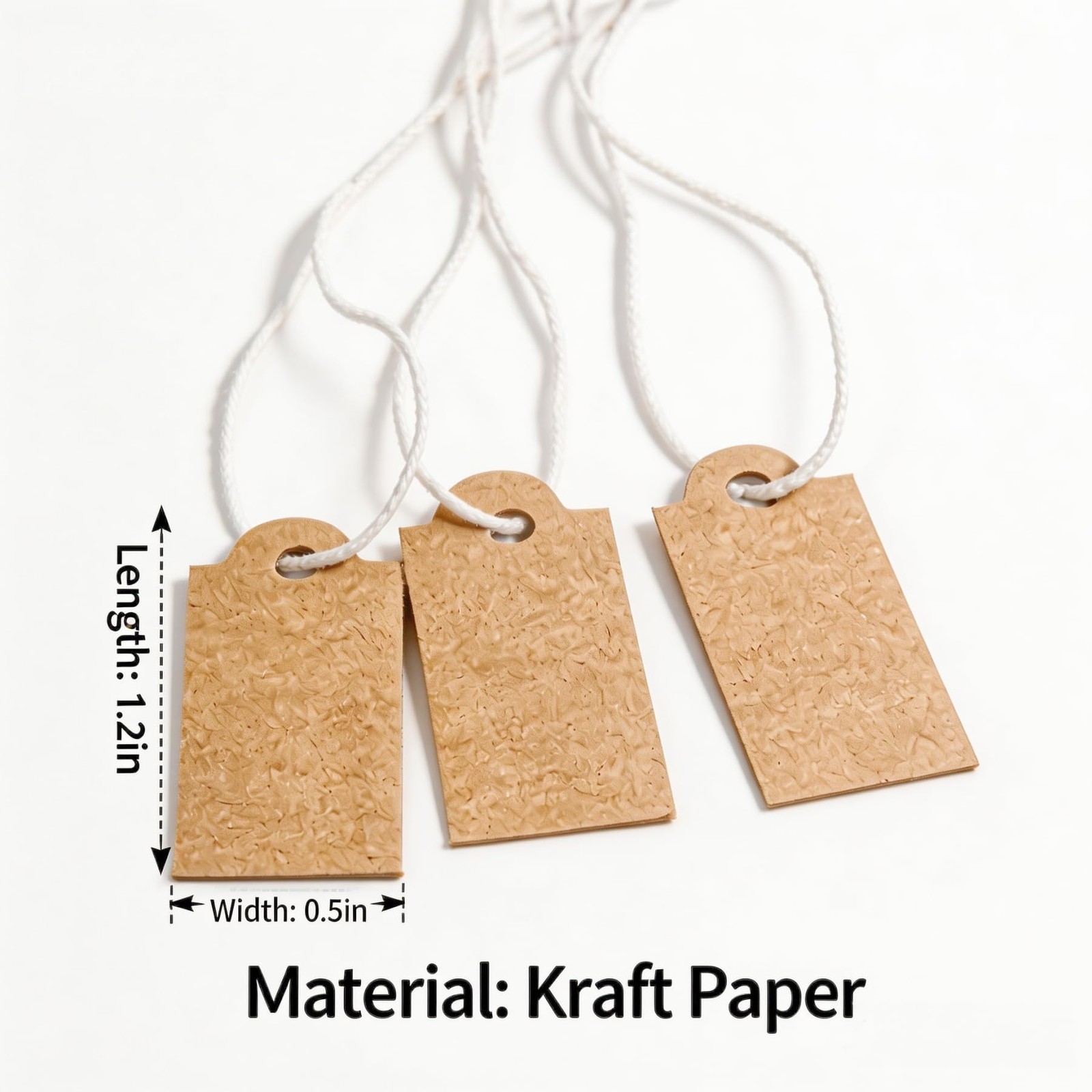 300 Pcs Small Price Tags with Elastic String, Brown 1.02*0.47inch,