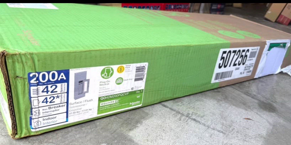 Square D QO 200 Amp 42 Spaces 42 Circuit Indoor Convertible Main Breaker Panel