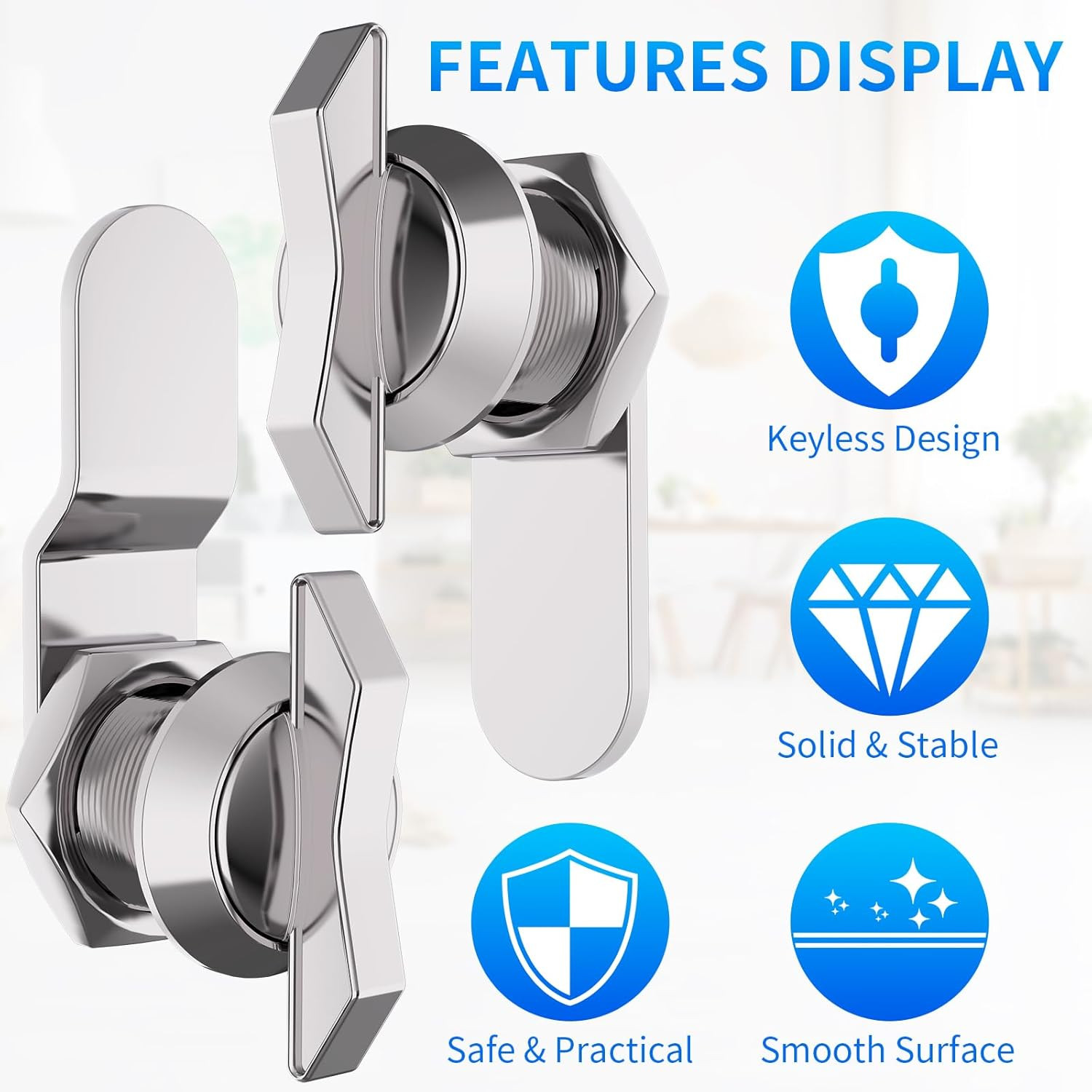 5/8 Inch Thumb Operated Offset Cam Lock, 5Pcs Keyless Compartment for RV, Cabine