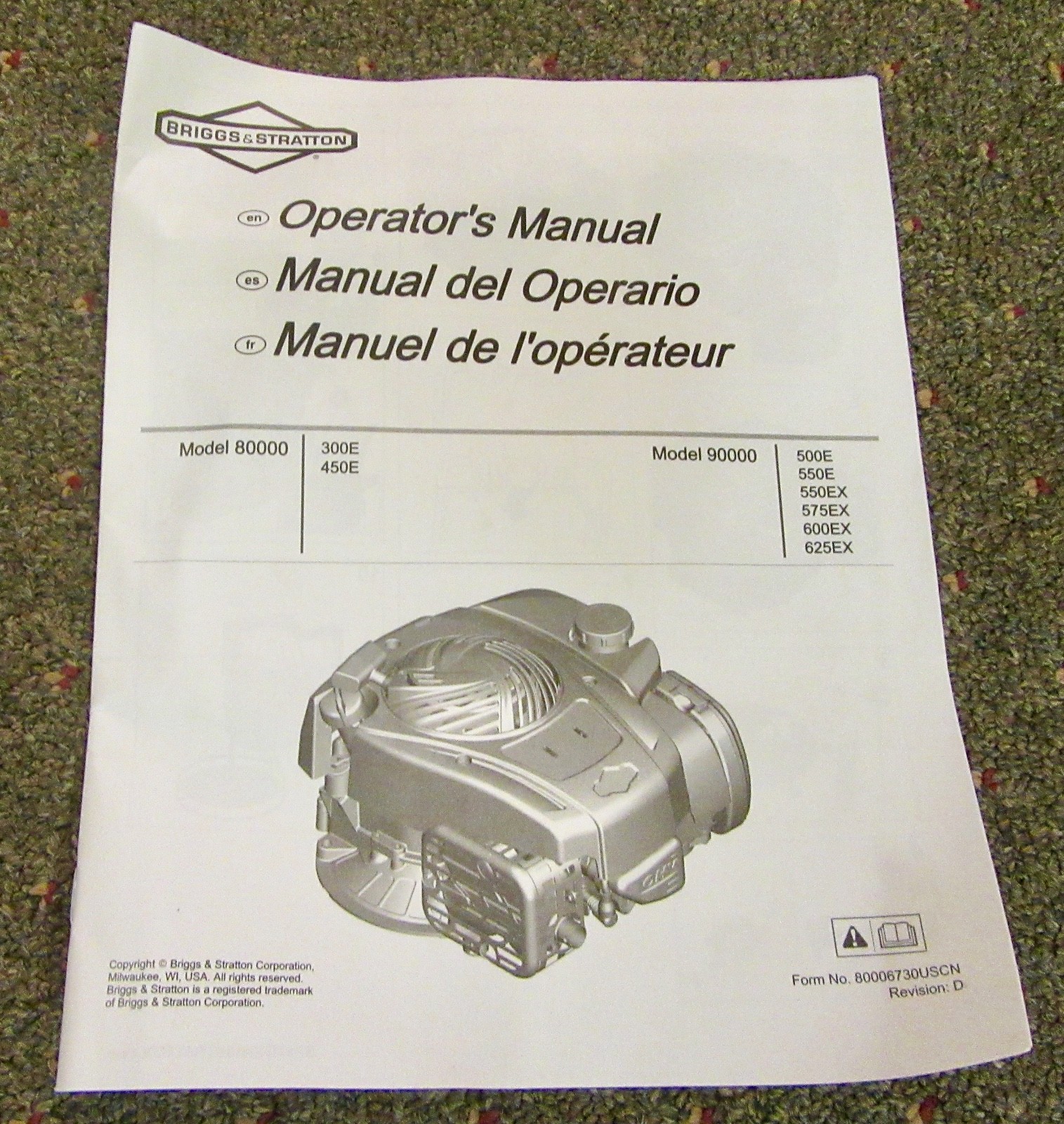 Briggs & Stratton Model 80000 & Model 90000 Series Engines Operator’s Manual