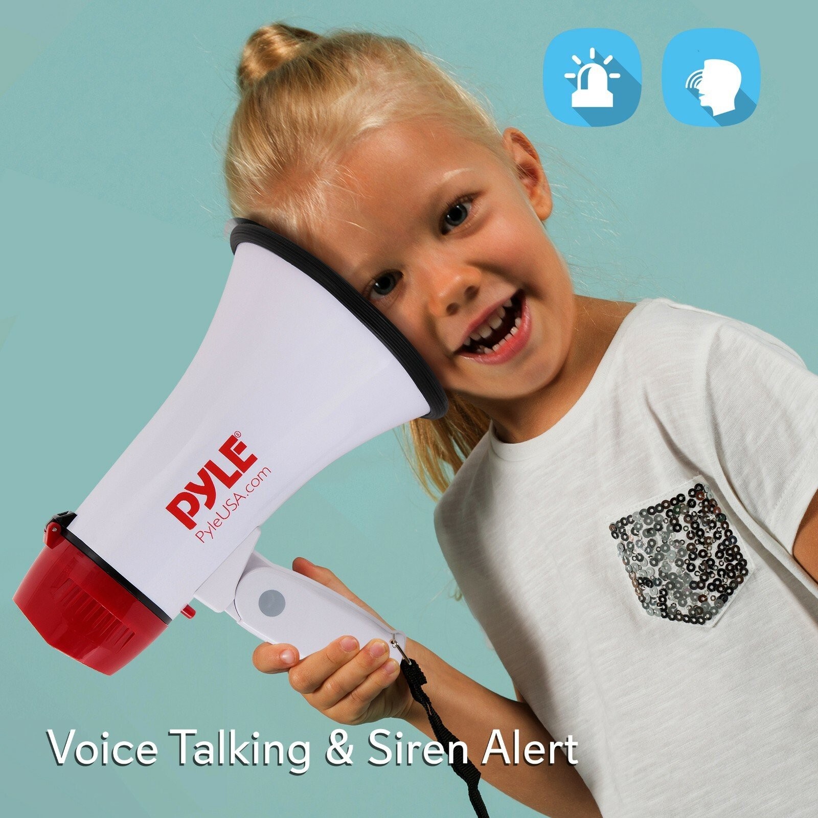 Pyle Compact Megaphone Speaker Battery Operated Siren Alarm Mode Volume