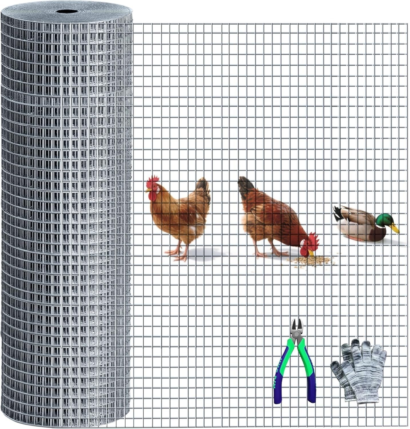 Vinyl Coated Chicken Wire, ‎48″ x 100 ft 19G Galvanized Mesh for Coop, Garden US