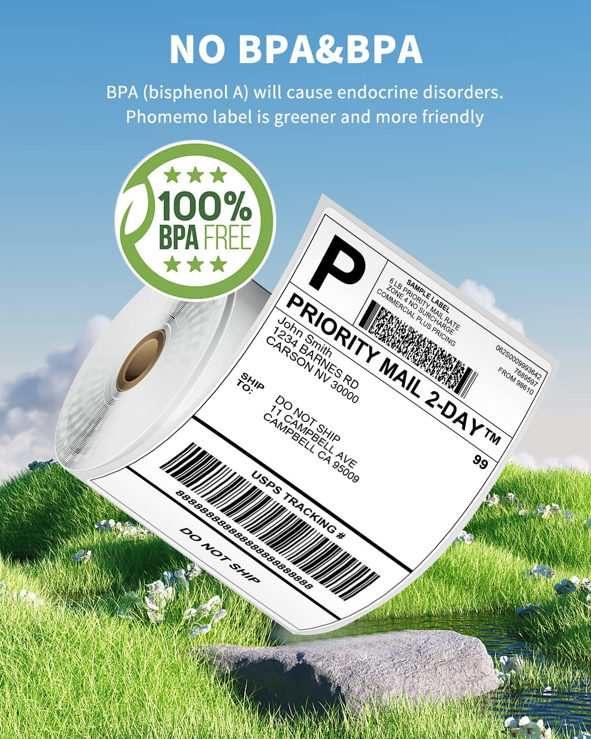 Direct Thermal Labels Multiple Sizes Colors Shipping Mailing Address Stickers