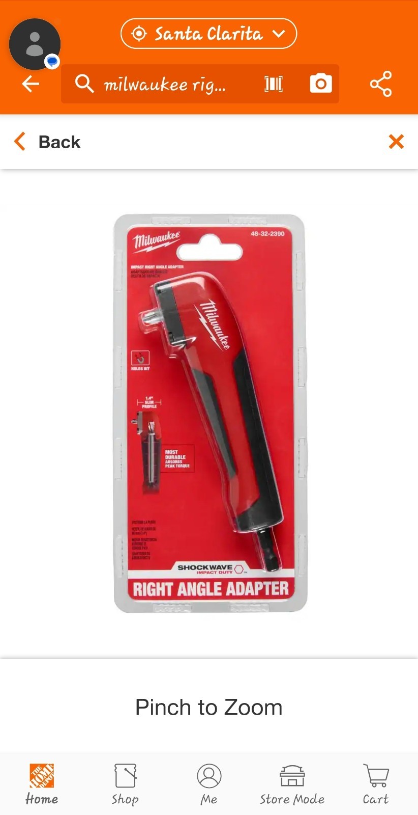 Milwaukee Shockwave 48-32-2390 Right Angle Adapter – Red