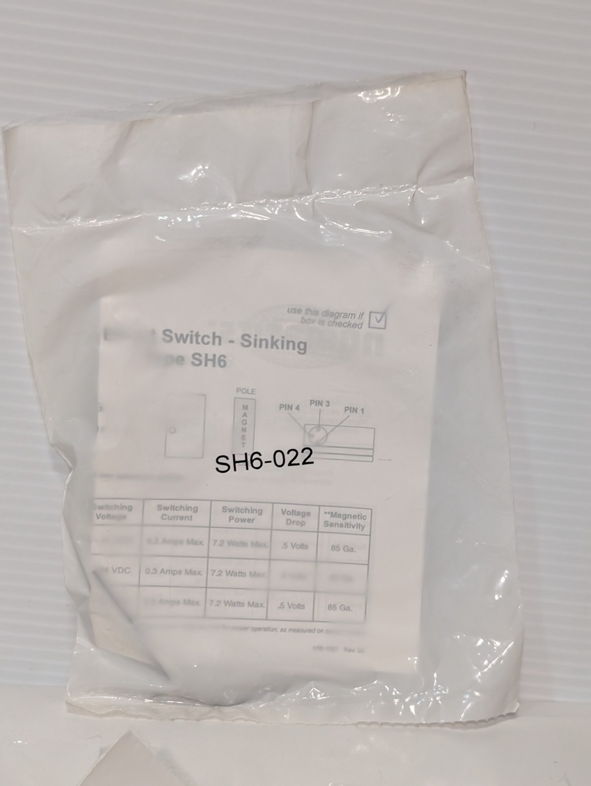 Numatics Type SH6-022 Hall Effect Sinking Switch, New in Original Packaging