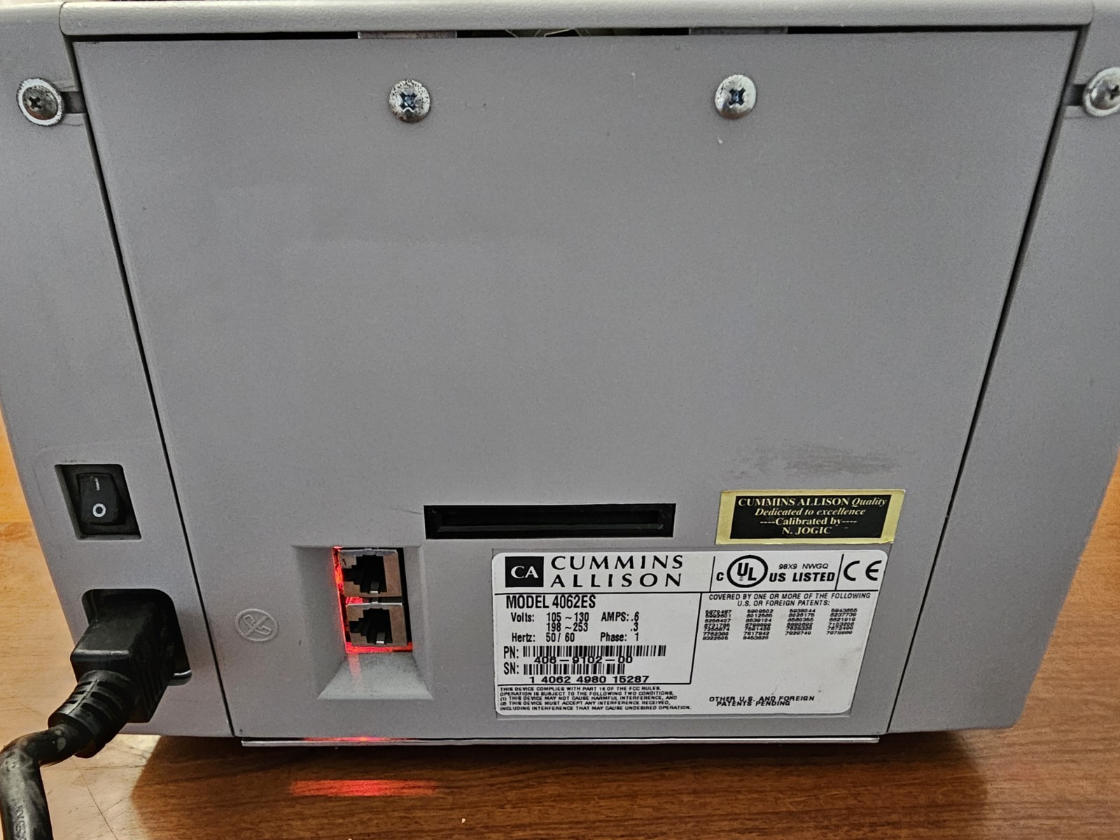Cummins Allison JetScan 4062ES Currency Counter 406-9102-00