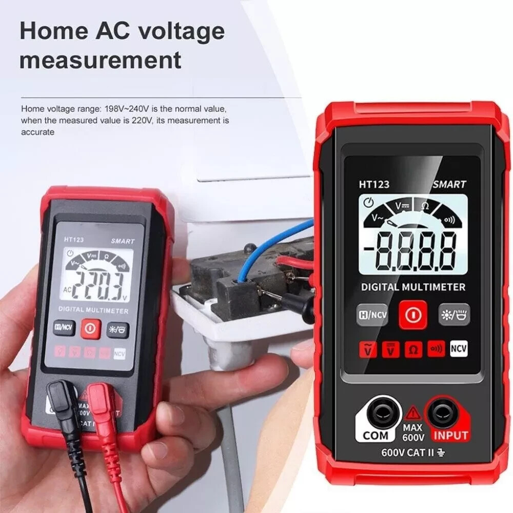 HT123 Digital Multimeter Smart Voltmeter Ohmmeter AC DC Meter Tester – US