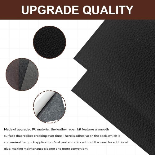 2PCS Self-Adhesive Vinyl Repair Patch Tape, 4×8 Inches for Furnit Color: Black