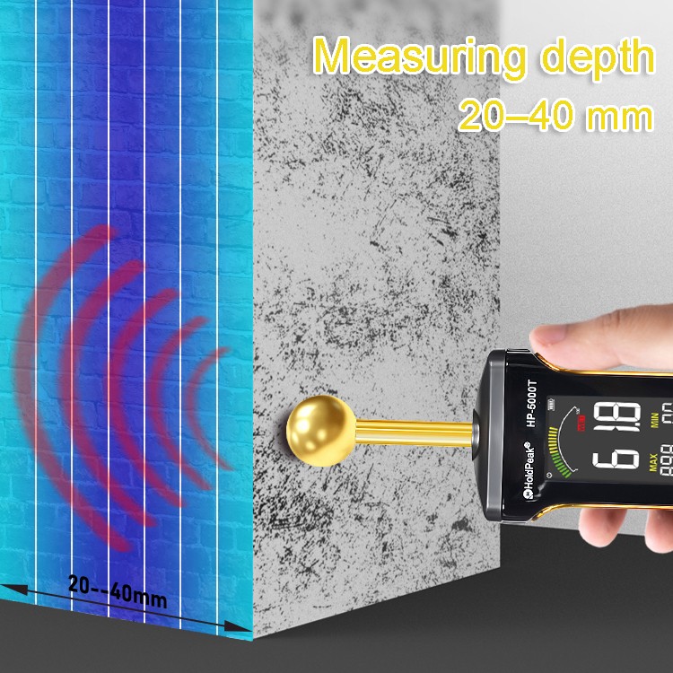 Non-Invasive Moisture Detector 20 to 40mm Depth for Wood Concrete Drywall 0-100%