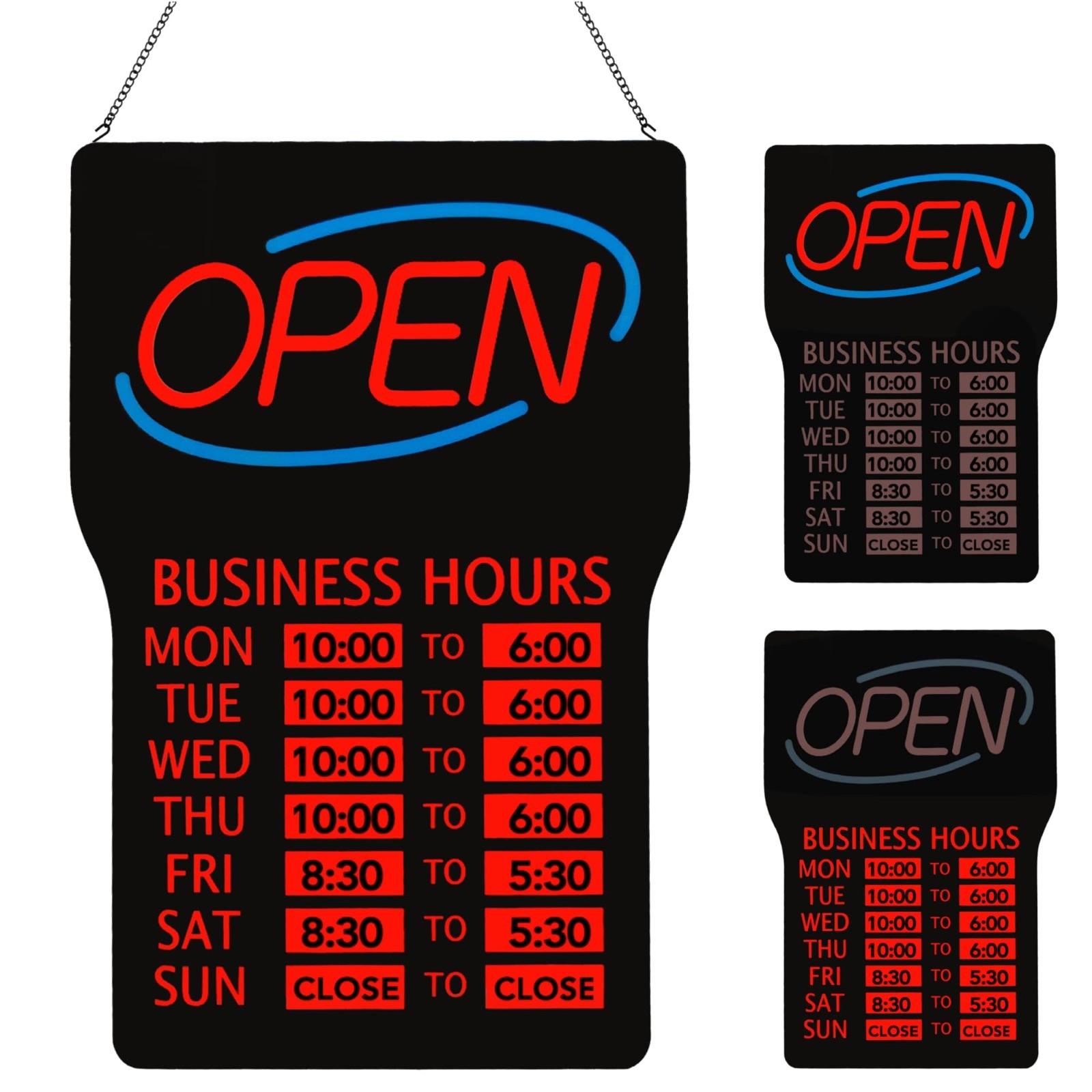[LITE DELIGHT] LED Open Sign with Business Hours Stickers (Includes Chain&Hooks)