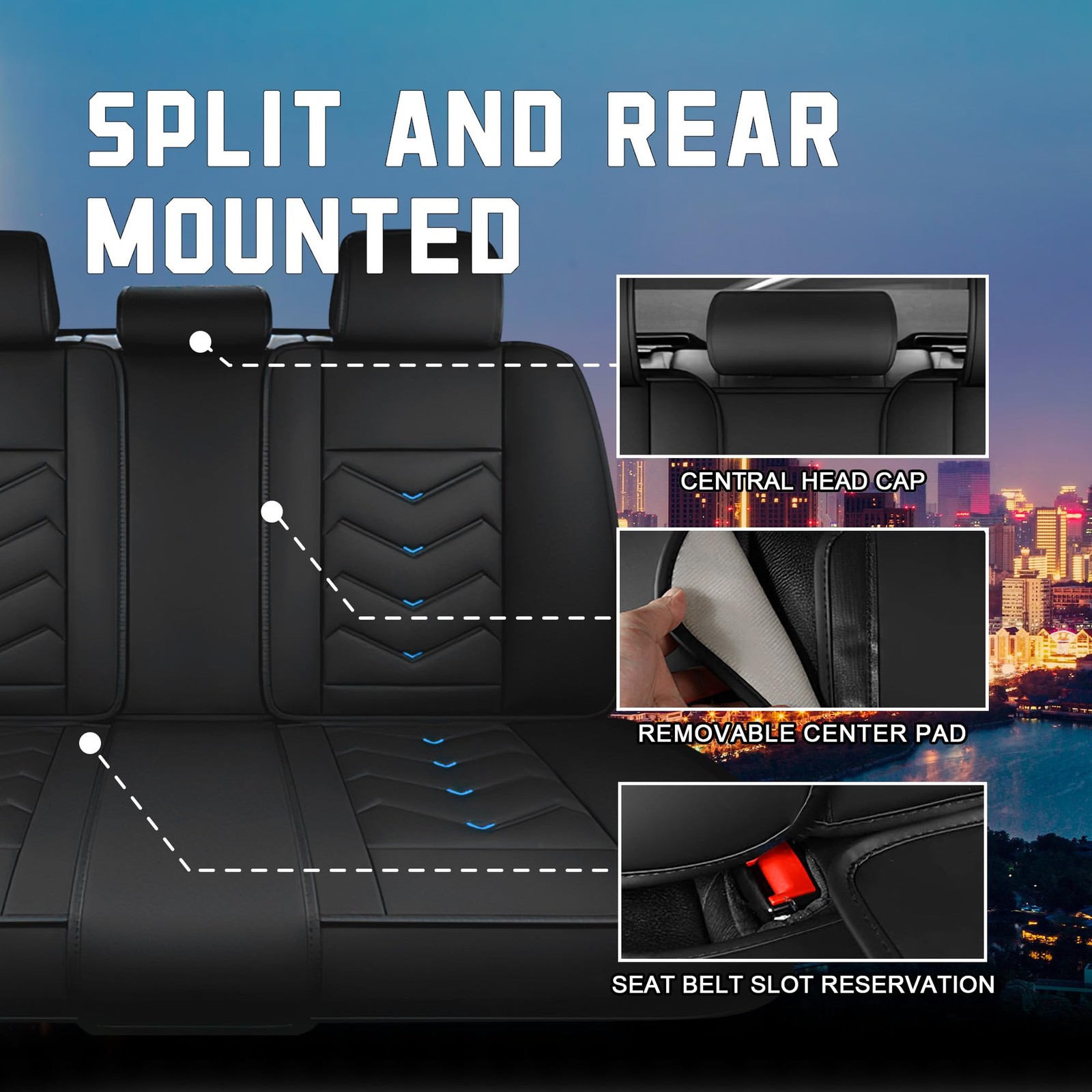 Car Seat Covers Dodge Grand Caravan 2000-2020 Nappa Leather 5 Seat Black Blue