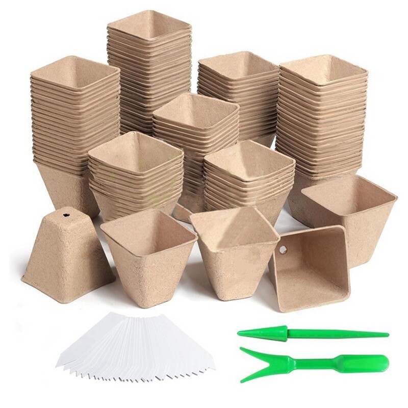 120 Pack Square Peat Pots for Seedlings, Growing Pots with Drainail8910-