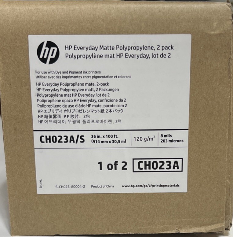 HP Everyday Inkjet Print Matte Film 36″ x 100 ft Matte 1 Roll, CH023A Sealed