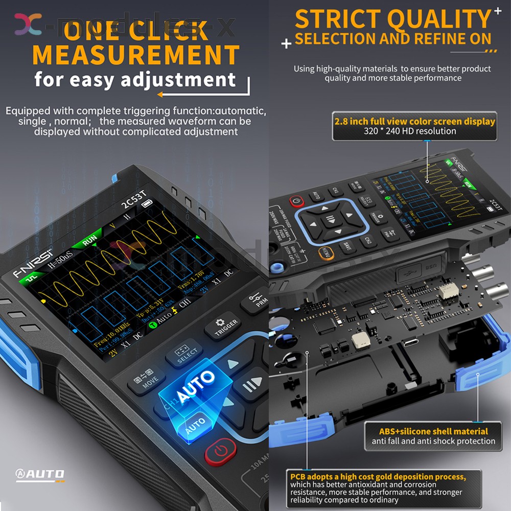 FNIRSI 2C53T 3 in 1 Handheld Oscilloscope Digital Multimeter Signal Generator