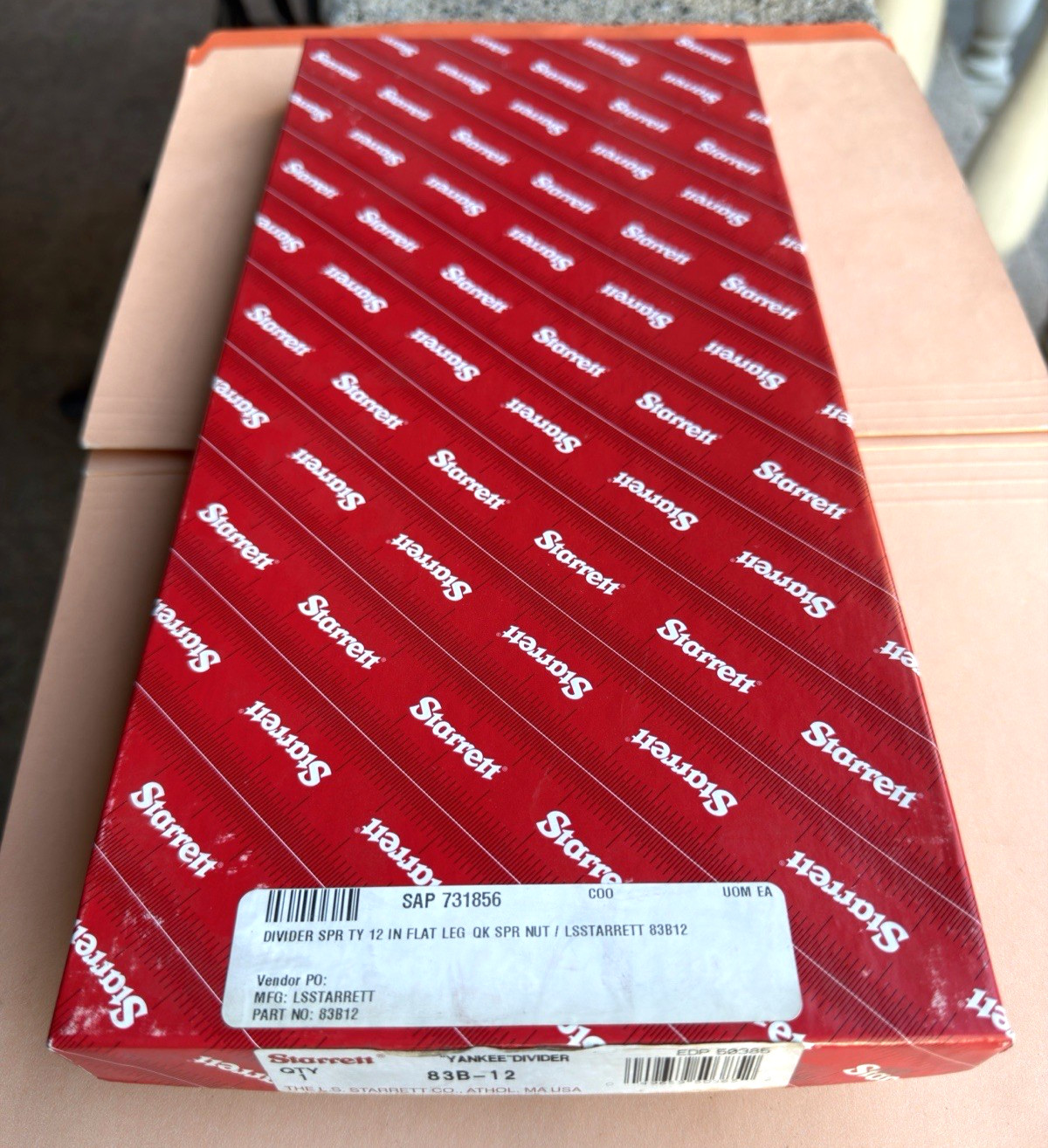 New! STARRETT No. 83B-12 Spring-Type Dividers W/Flat Legs; 12.0” Size & Capacity