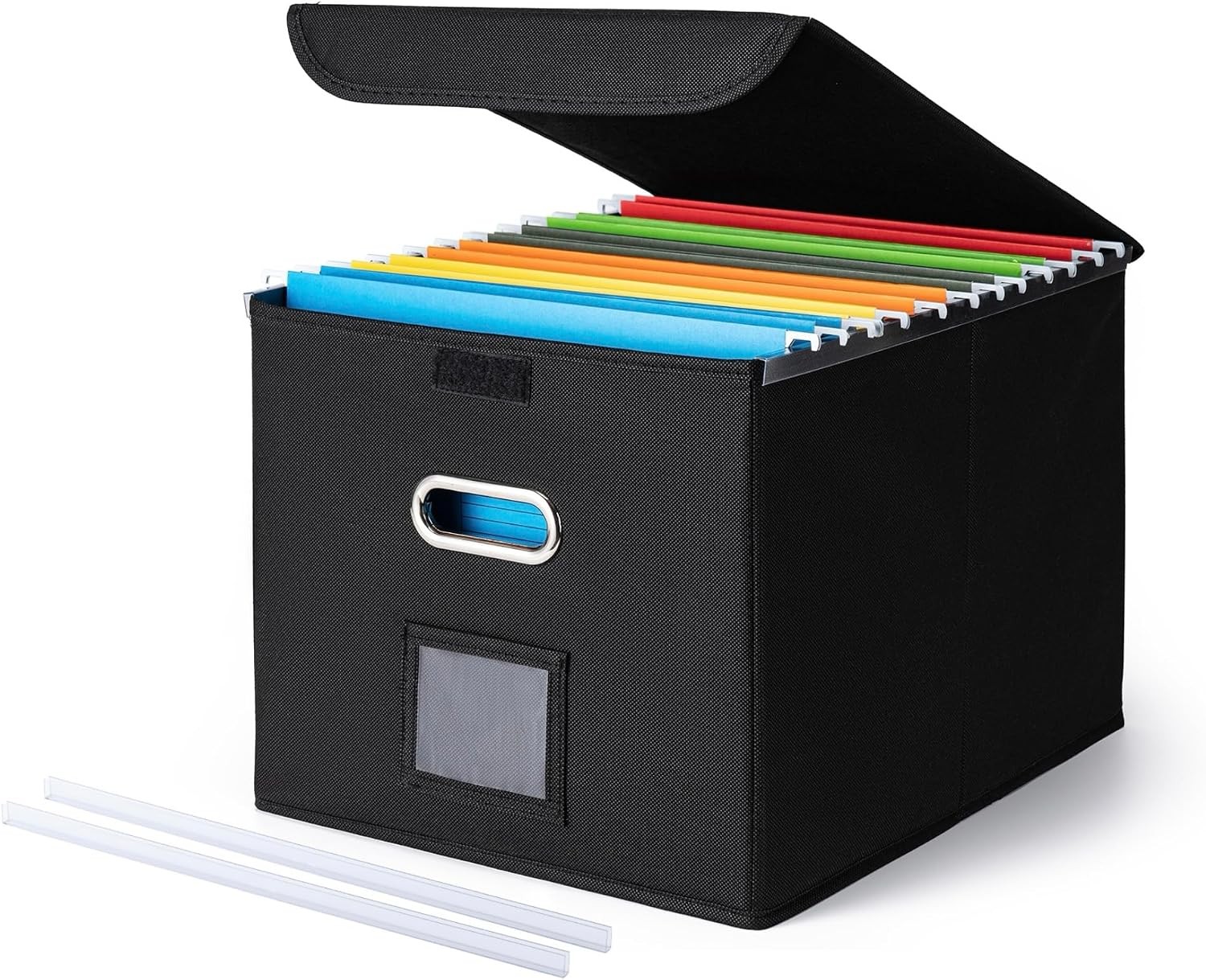 File Organizer Box W/ Lid Hanging File Folder Organizer W/ Plastic Slide